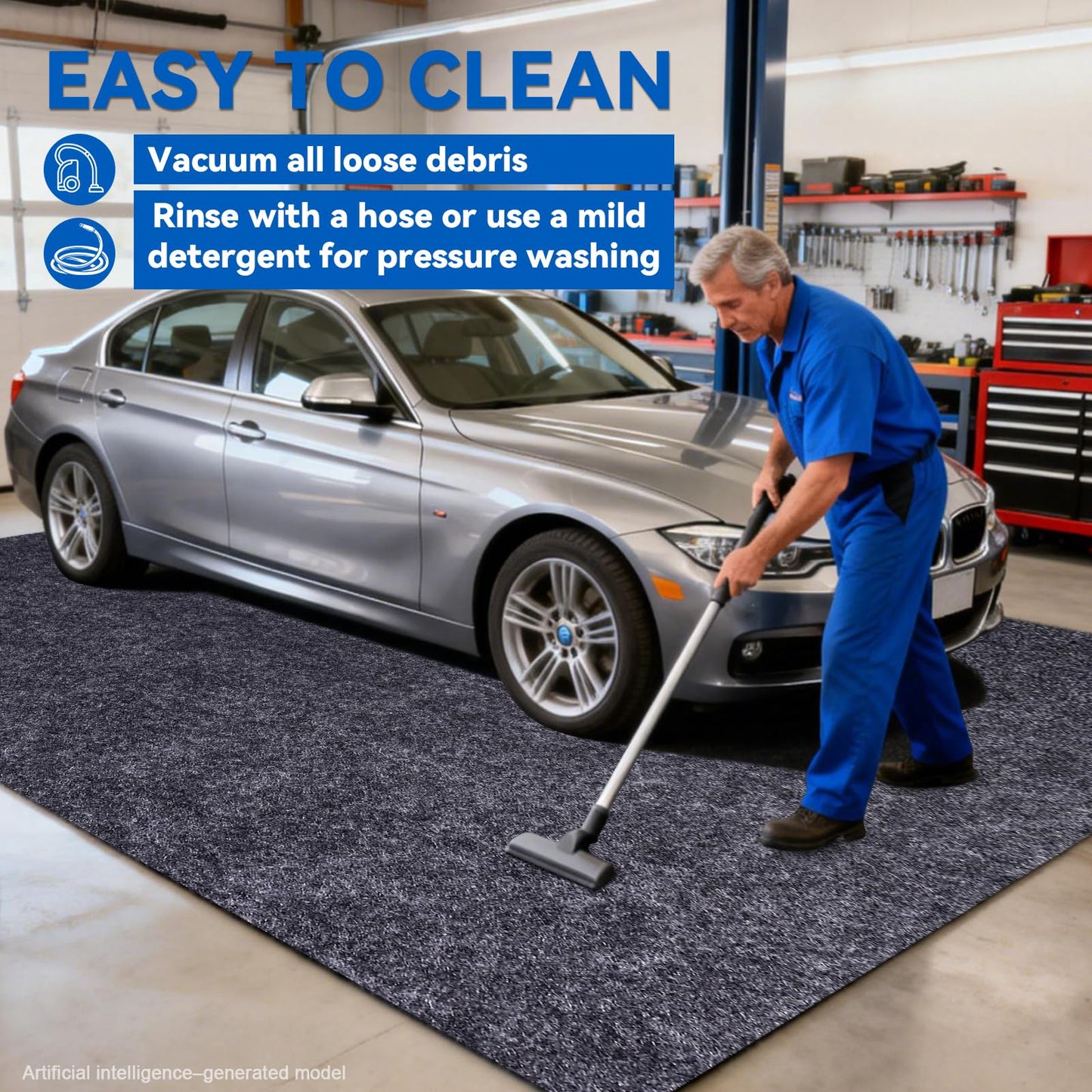 Evercomfy Garage Floor Mat, 5 x 6 Ft Waterproof Mat with Non-Slip Backing, Reusable Absorbent Surface, Easy Clean Floor Protector Oil Spill Mats for Garage, Driveway, Workshop