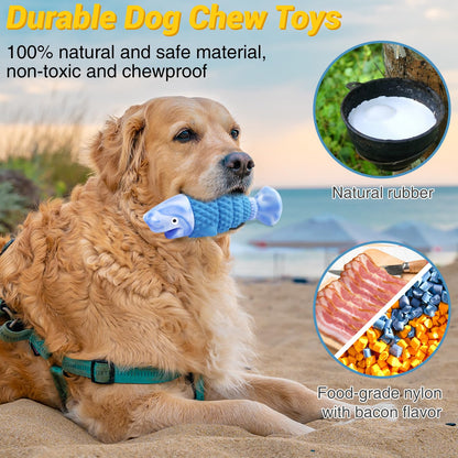 WinTour Tough Dog Toys for Aggressive Chewers, Indestructible Dog Chewers for Medium & Large Breeds,Squeaky Durable Chew Toys to Keep Them Busy, Reduce Boredom, Teeth Cleaning, Bacon Flavor