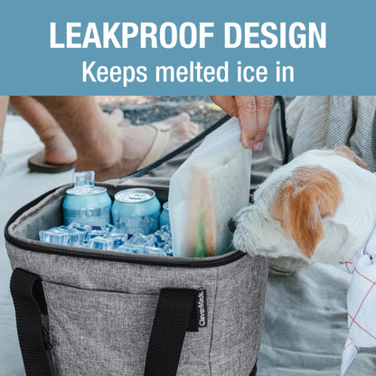 CleverMade Tahoe Collapsible Insulated Cooler Bag – 18 Cans / 14 Qt Leakproof Soft Cooler for Beach, Travel, Car – Bottle Opener – Cool Gray/Midnight