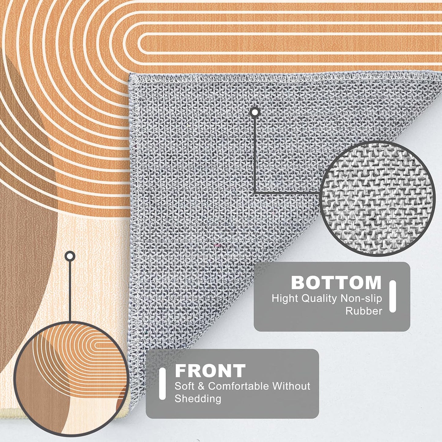 Large Area Rug 5x7 Boho Rug Living Room Bohemian Rugs Machine Washable Modern Geometric Rug Non Slip Printed Low Pile Indoor Floor Carpet for Dining Room Bedroom Office,Orange