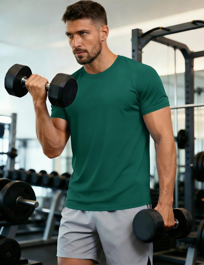 Mens Short Sleeve Shirts Lightweight T-Shirt Sun Protection Rash Guards Shirts Gym Shirts Base Layer Running Shirts Active Shirts Emerald Green