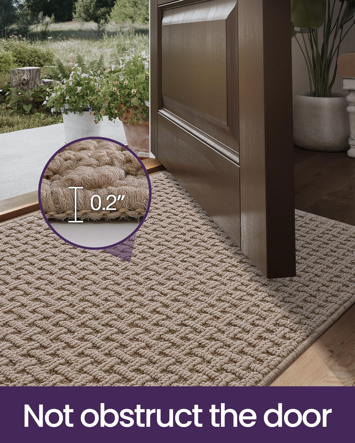 DEXI Indoor Front Door Mat Entryway Non Slip 36x60, Washable Entry Way Mats Inside Entrance, Welcome Doormat Dirt Trapper for House Floor Home Porter Hall Backdoor Area Light Taupe