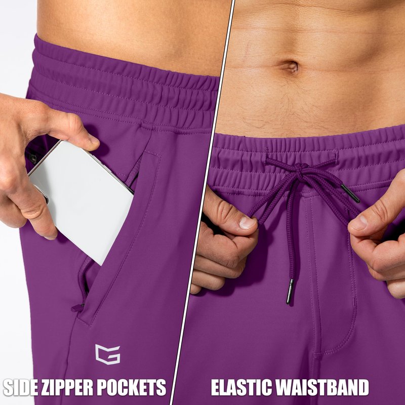 Men's Sweatpants with Zipper Pockets Athletic Pants Traning Track Pants Joggers for Men Soccer, Running, Workout (Purple, X-Small)