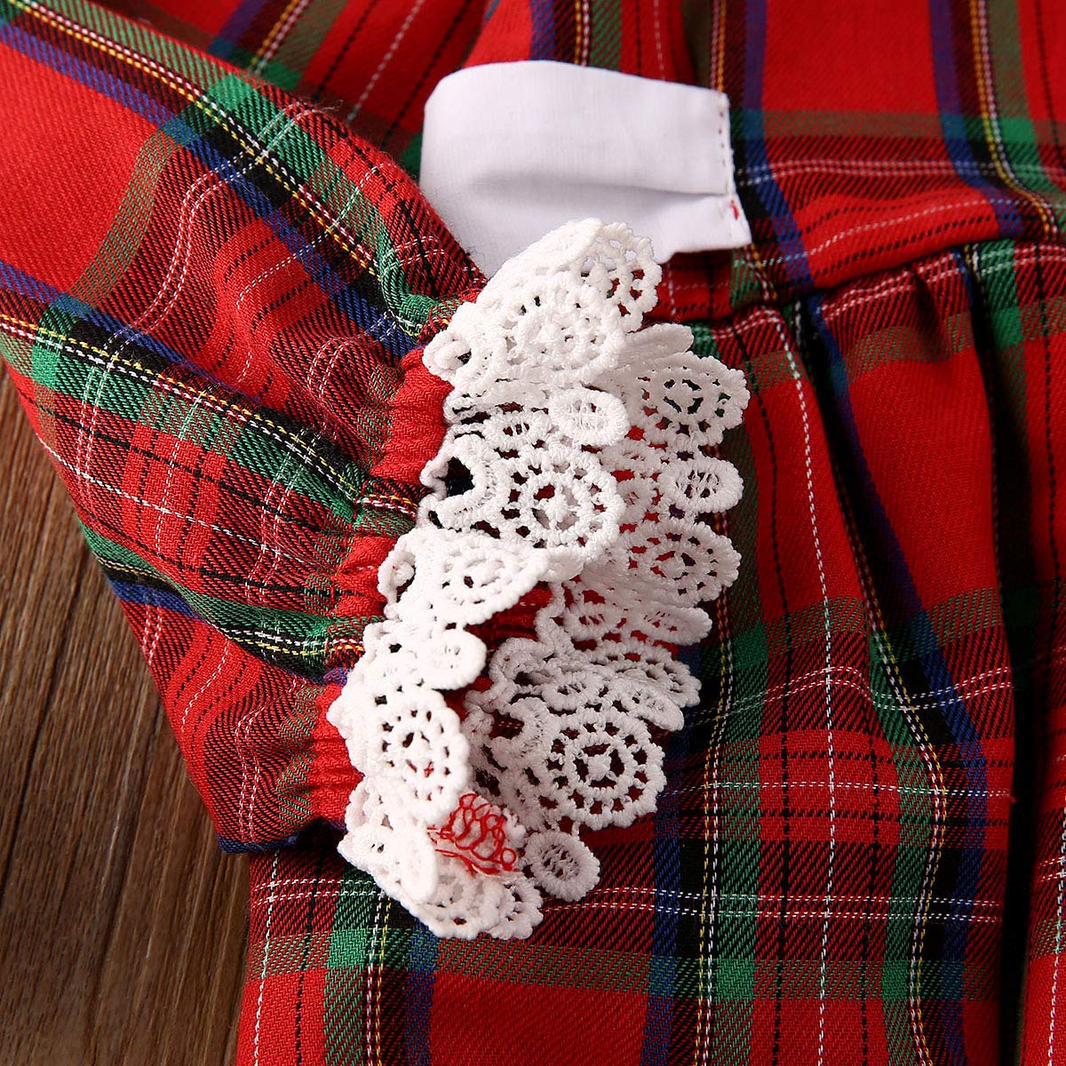 Baby Girl Christmas Dress Matching Newborn Girl Bodysuit Plaid Lace Princess Skirt Family Clothing (Romper/Long Sleeve, 0-3 Months)