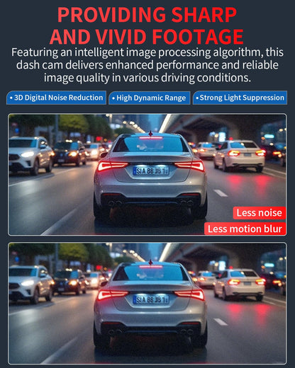 Gleetour Dash Cam Front and Rear, 4K Full HD Dual Dash Camera for Cars, Built-in Memory Card Monitoring, 64GB Card, 5G WiFi GPS, Car Camera with 3" IPS Screen, 2160P Night Vision, Parking Monitor