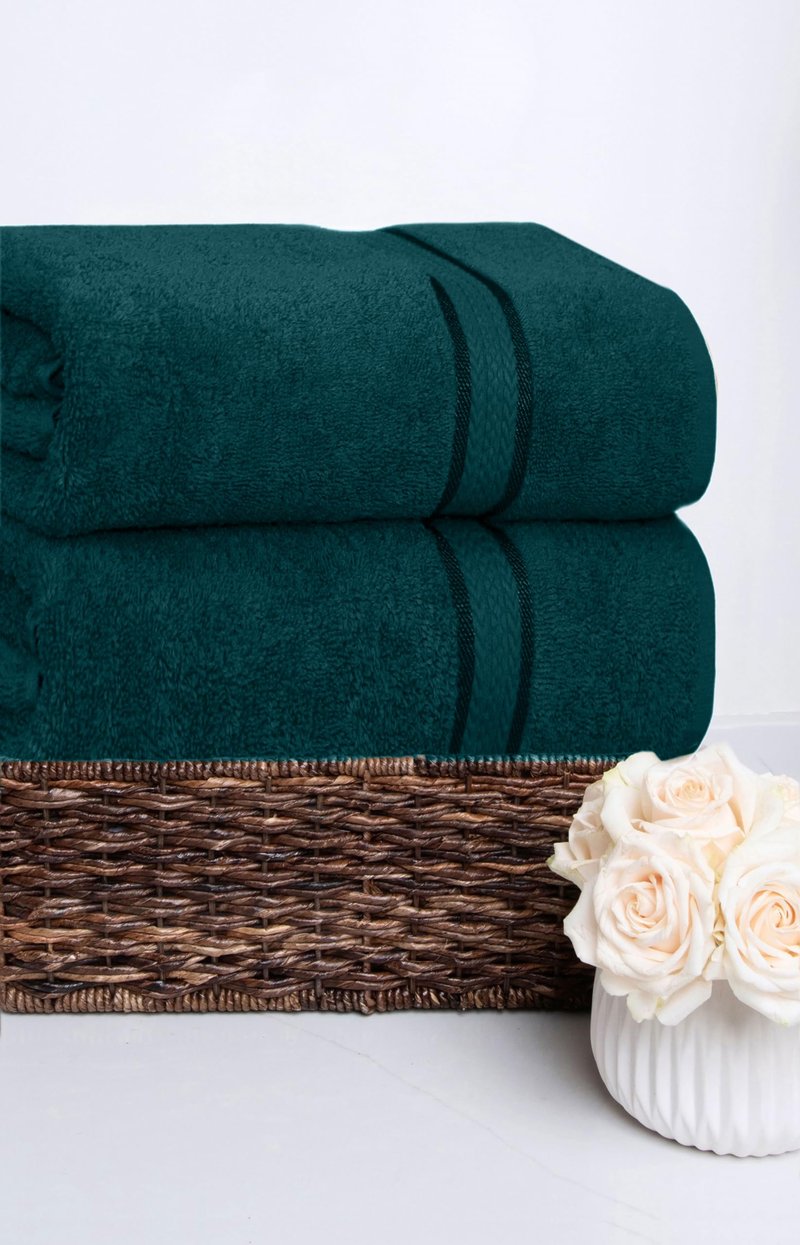 COTTON CRAFT Ultra Soft Bath Sheets - 2 Pack - 35 x 70 - Absorbent Quick Dry Everyday Luxury Hotel Bathroom Spa Gym Shower Beach Pool Travel Dorm - 100% Ringspun Cotton - 580 GSM - Easy Care - Teal