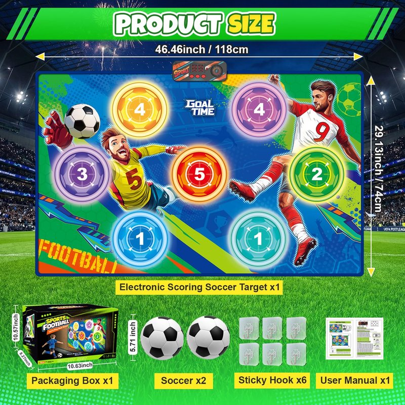 Electronic Soccer Game Toy Set for Kids, Soccer Trainer, Soccer Ball Game Outdoor Indoor Soccer Training Game with Scoring, 2 Soccer & 3 Modes, Soccer Robot Toys Gifts for 3-12 Years Old Boys Girls