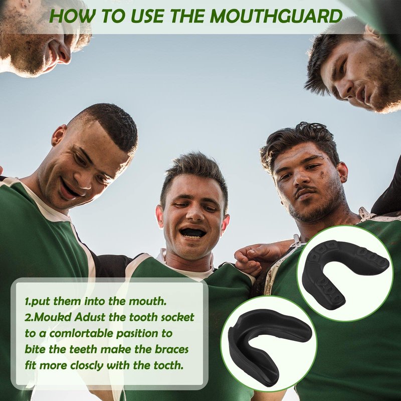 Frienda 50 Pcs Football Mouth Guards Bulk Youth Football Mouthpiece Sports Athletic Mouthguard Teeth Guard for Hockey Karate Basketball Boxing Lacrosse Rugby(Black)