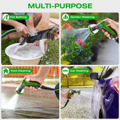 HODUP 25 ft Garden Hose - Lightweight, Super Flexible, Non-Expanding, Kink-Free, Ideal for Yard Outdoor Use with Convenient Storage (Black-Green, 25 FT)