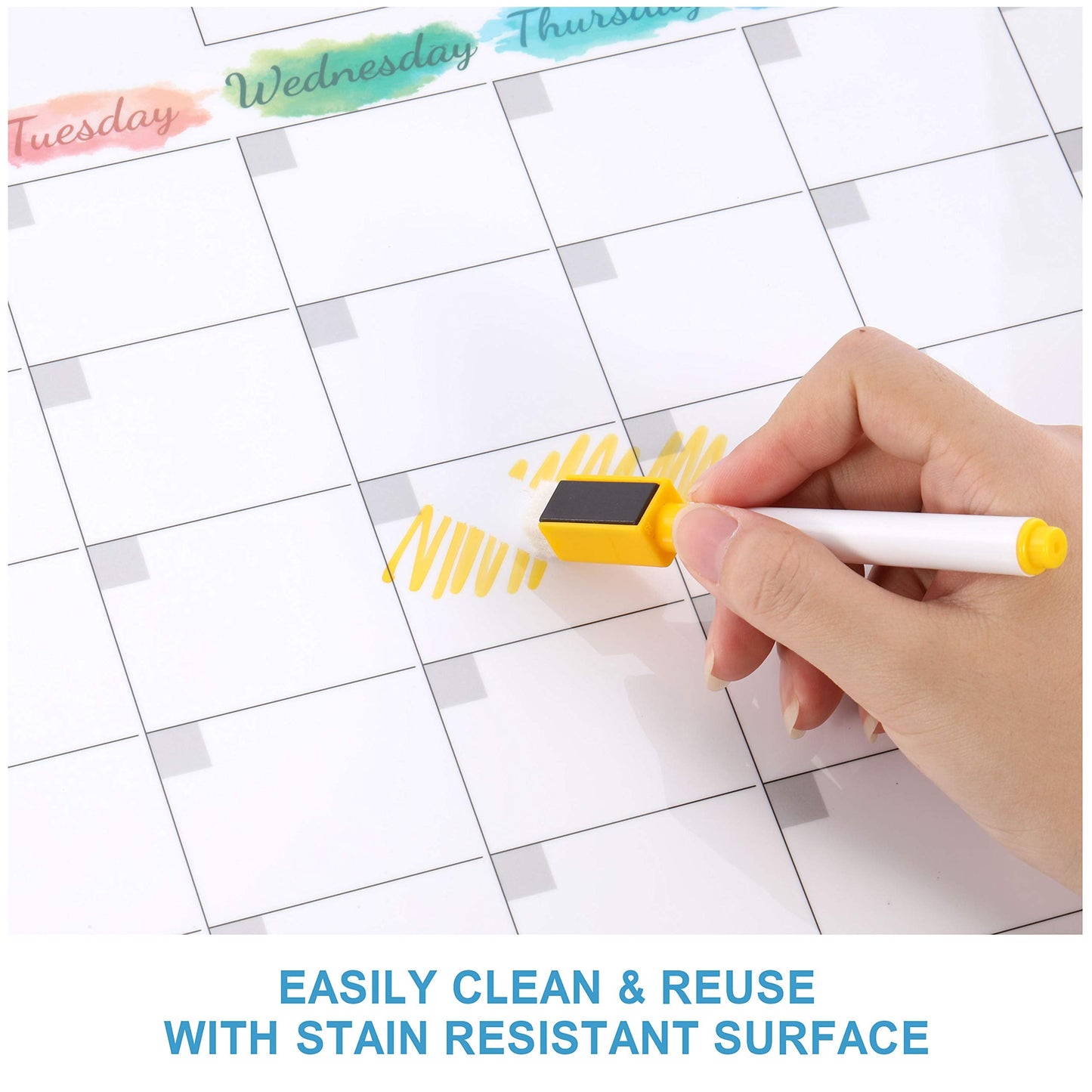 Dry Erase Magnetic Calendar for Refrigerator - 15"x 11.5" Monthly Calendar Whiteboard + 9" x 7" Weekly Planning Board, Fridge Calendar Magnet