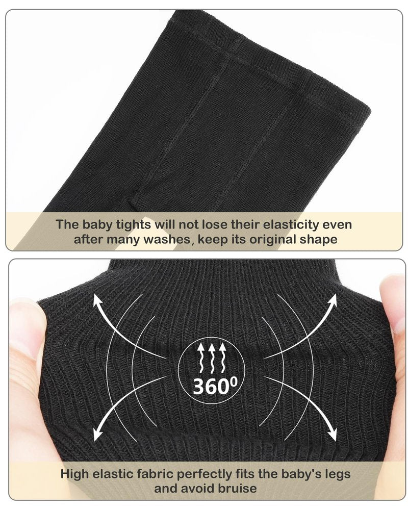 Stelle Toddler Girls Tights Baby Cable Knit Thick Stockings Cotton Winter Warm Leggings Pantyhose 1/2/3 Pack(Black,XXS)