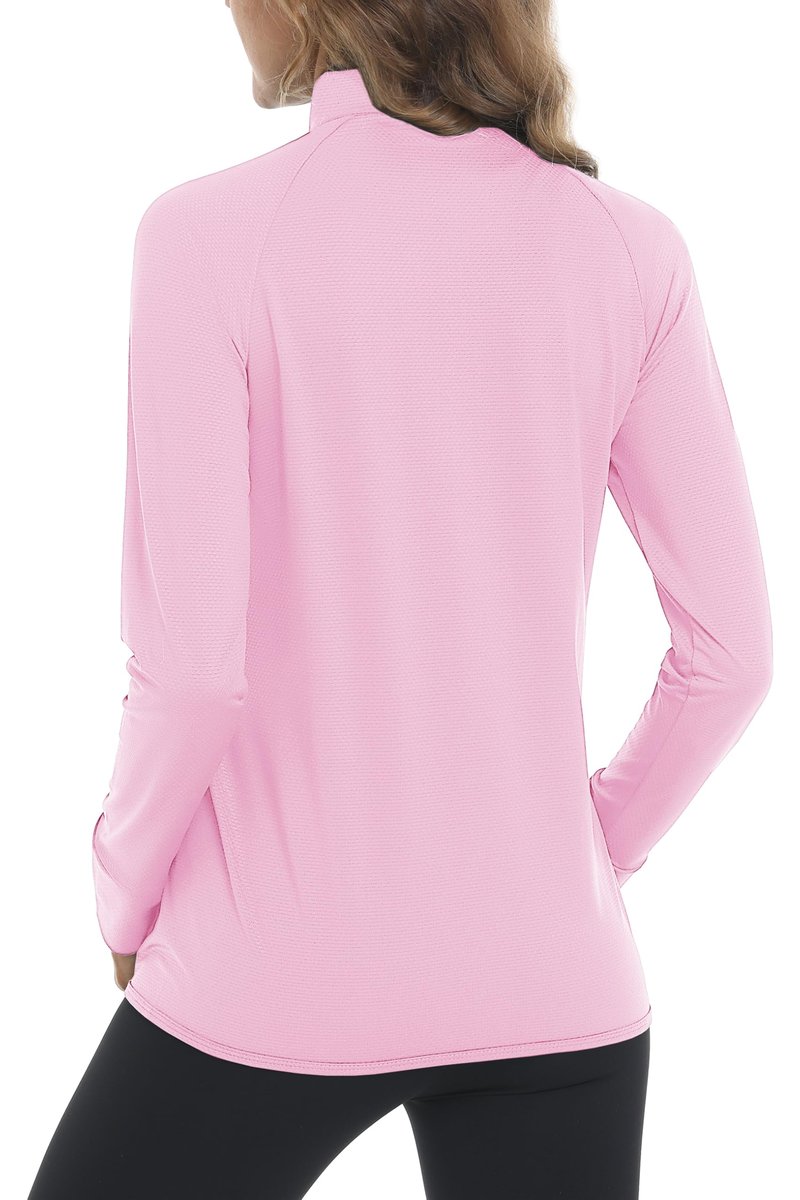 MAGCOMSEN Women's Zip Up Lightweight Long Sleeve Jacket UV Sun Protection Quick Dry Active Shirts Jacket with Zipper Pockets Light Pink S