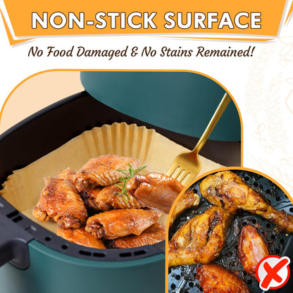 ReLuien 200pcs Air Fryer Liners Disposable, 8.7" Square Parchment Disposable Paper Liner for Air Fryer, Baking, Roasting and Microwave, Non-Stick liner Accessories