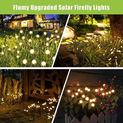 Flumy Solar Outdoor Lights, Waterproof Solar Garden Light, New Upgraded 4 Pack 32 LED Swaying Firefly Light for Outdoor Yard Patio Pathway Christmas Decoration(Warm White)