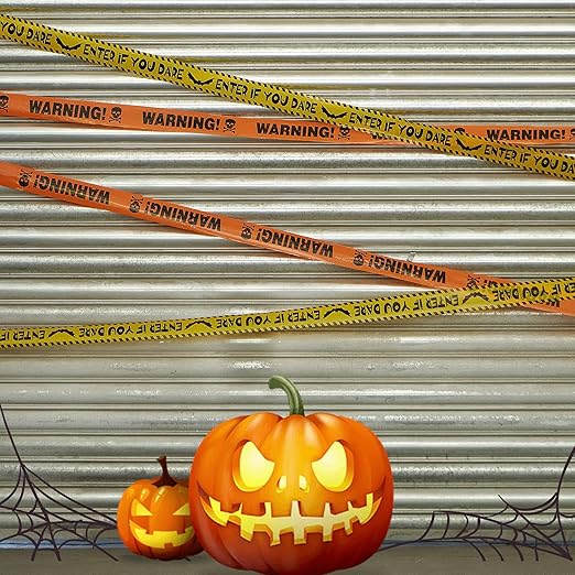 3 Pcs Halloween Fright Tape Bundle - Warning - Enter If You Dare - Haunted Keep Out, 3inx90ft Halloween Decoration Clearance,Caution Tape for Haunted Houses, Danger, Beware and Attention