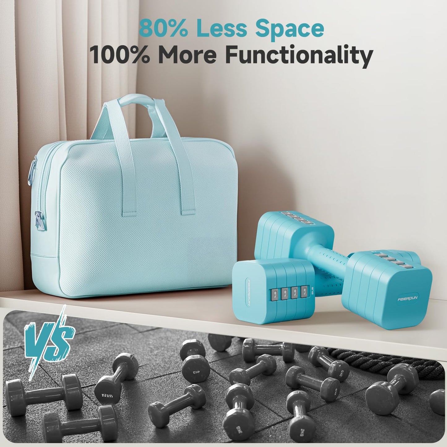 FEIERDUN Adjustable Dumbbell Set of 2, Each 2/4/6/8/10 lbs Weight for Women, Quick Adjust Weight, Double Locking Protection, Versatile Hand Weights for Home Gym & Outdoor Exercise