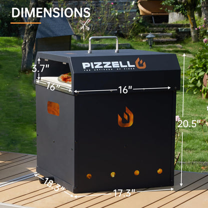 PIZZELLO Outdoor Pizza Oven Large 4-in-1 Wood Fired Outside Oven 2-Layer Detachable Pizza Maker with Pizza Stone, Pizza Peel, Cover, Cutter, BBQ Grill Grate, Pizzello Gusto 16"
