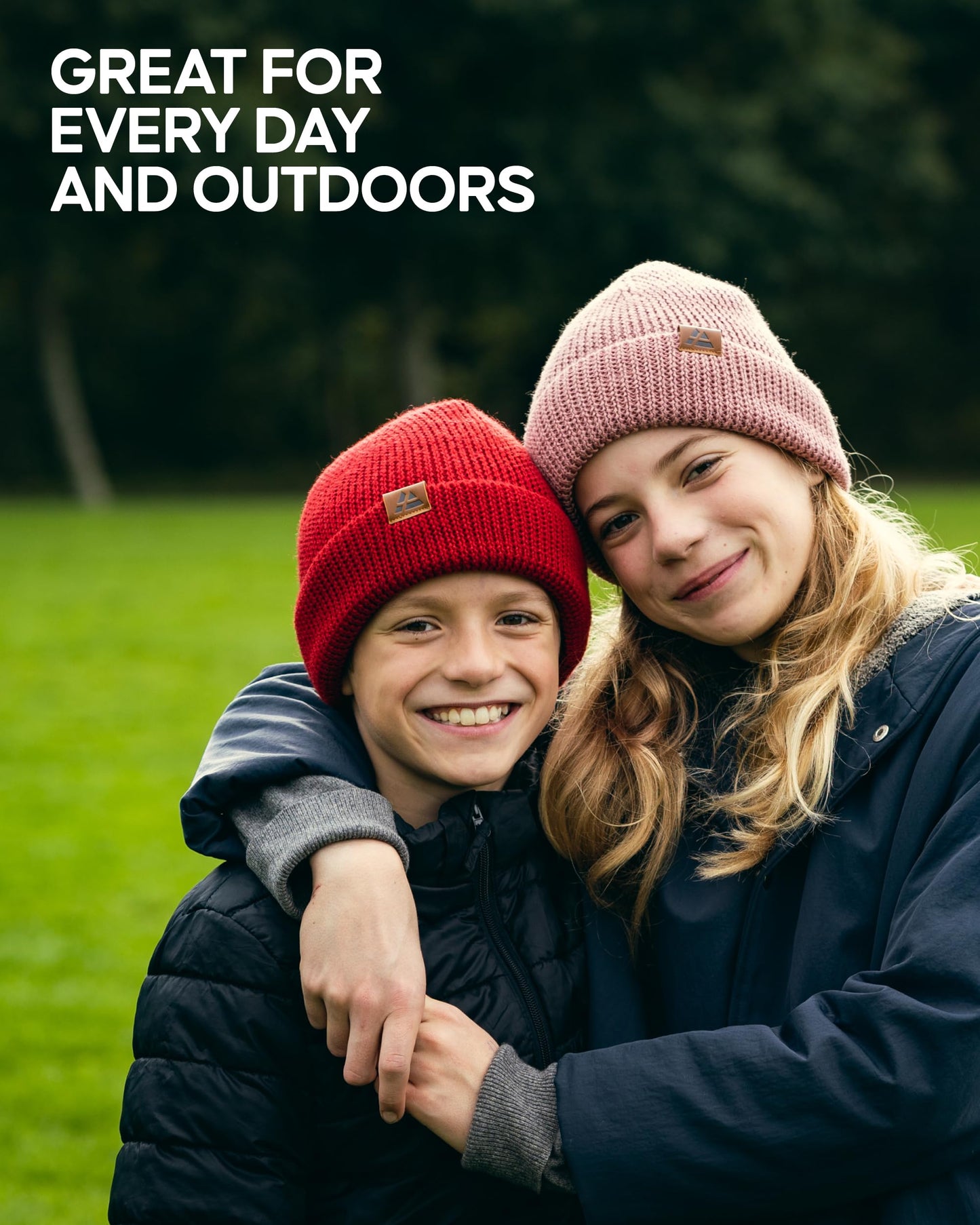 DANISH ENDURANCE Merino Wool Beanie Hat Kids, Warm Fleece Lining, Thermal Autumn Winter Hats for Boys & Girls, Knit, Unisex, Blue, One Size