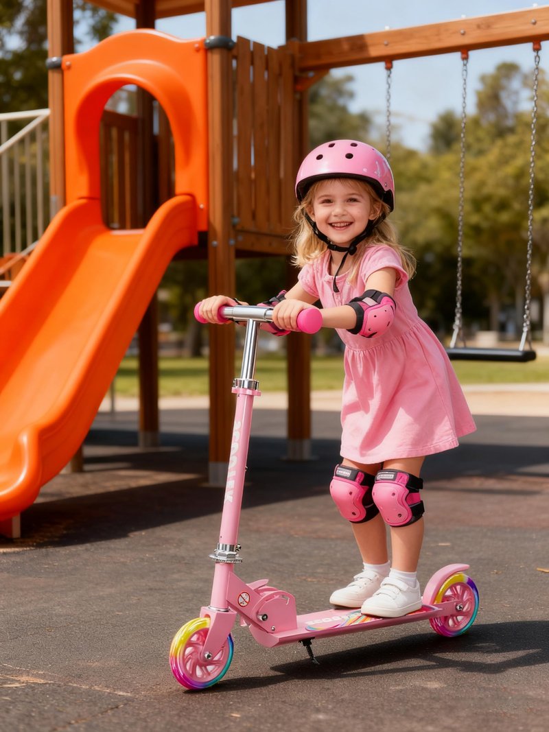 Scooter for Kids Ages 3+, 2 Wheels Kids Kick Scooter with Led Light Up & 3 Levels Adjustable, Lightweight Foldable for Boys&Girls