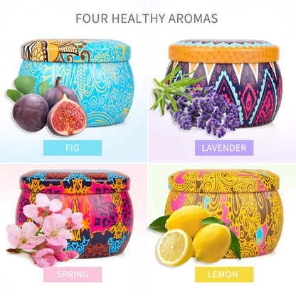 YMing Scented Candles Gifts for Women, 5.65 oz Large Aromatherapy Candles, Scented Candles Gift Set, Real Soy Wax Portable Travel Tin Candle, 4 Pack Metal, Birthday Gifts for her, Christmas