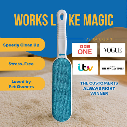Fur Magic Pet Hair Remover Lint Brush With Self-Cleaning Base, Reusable Fluff Remover for Clothes, Double-Sided Fur Cleaner for Dog and Cat
