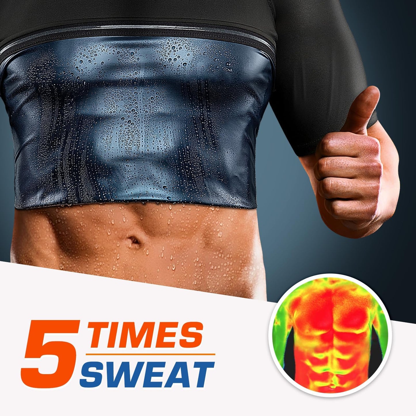 Cimkiz Sauna Shirt for Men, Mens Sauna Vest t shirts Gym Slimming Exercise Clothes,Outdoor Exercise Quick Drying Tight Sweat Shirt(Blue,2XL)