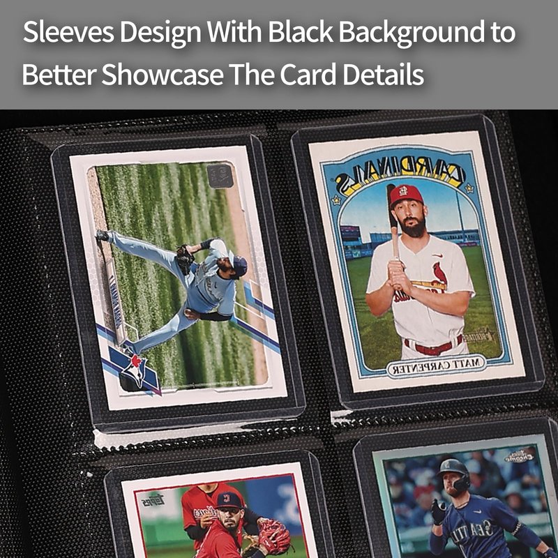 Card Binder for Toploaders,Portable 4 Pockets Trading Card Holder Albums for Sports, Trading, and Gaming Cards Black