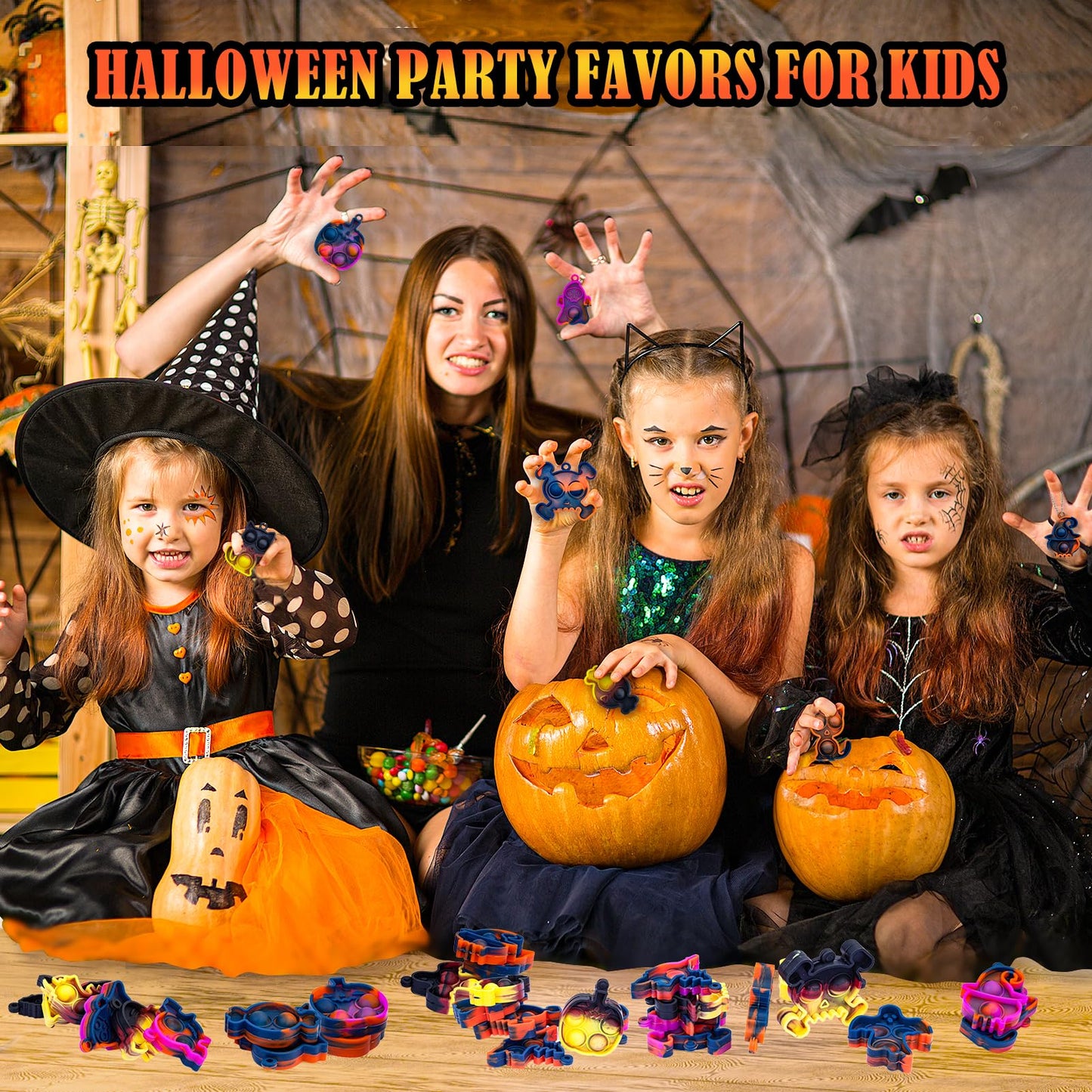 Halloween Pop Fidget Toys Bulk Its Halloween Party Favors for Kids 30PCS Mini Pop Keychain It Halloween Trick or Treat Party Supplies Halloween Goodie Bag Fillers Fidgets for Classroom Prizes for Kids