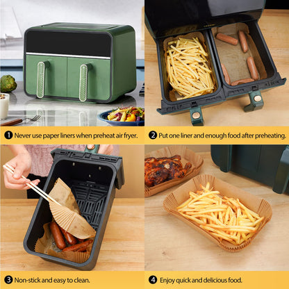 Air Fryer Disposable Paper Liners - 150Pcs 8In Square Parchment Paper Non-Stick Airfryer Basket Liners for Steamer Microwave Oven, Deep Fryer Parts & Accessories
