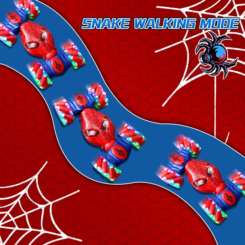 S-pider Rc Gesture Sensing Stunt Car Toys for Boys 3-14 Years Old, Drift Hand Control Remote Control Cars with Light & Music, 360°Rotation Double Side Cars Birthday Gifts for Kid Age 4 5 6 7 8 9 10 11