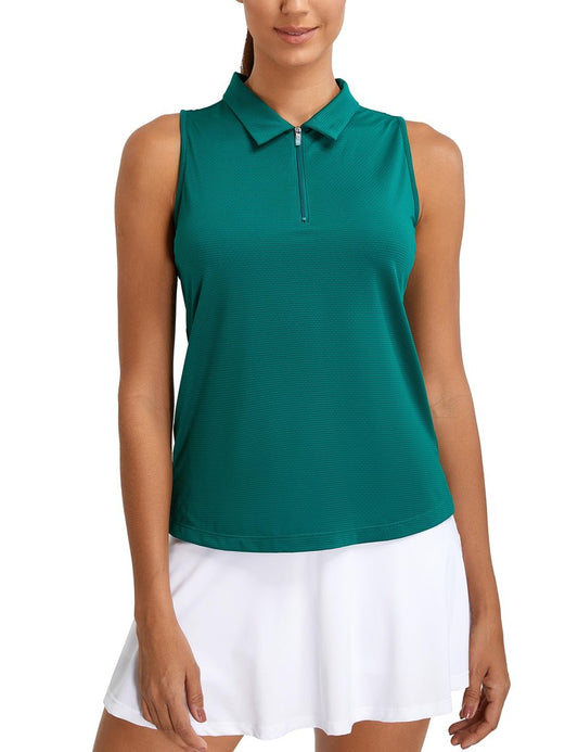 MathCat Womens Golf Polo Shirts, Sleeveless 1/4 Zip UPF 50+ Tennis Tank Top, Racerback with Collar Athletic Shirt Quick Dry