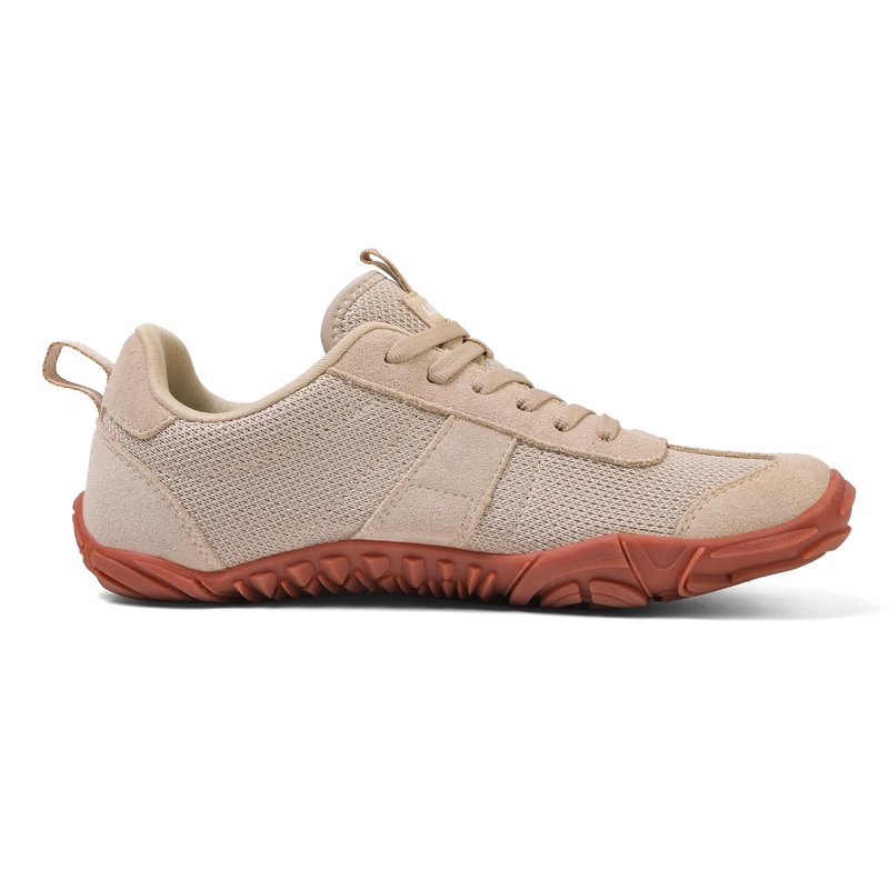 UBFEN Sneakers Barefoot Shoes for Womens Mens Minimalist Trail Running Hiking Comfortable Walking Light Brown Size US 7.5 Women/5.5 Men