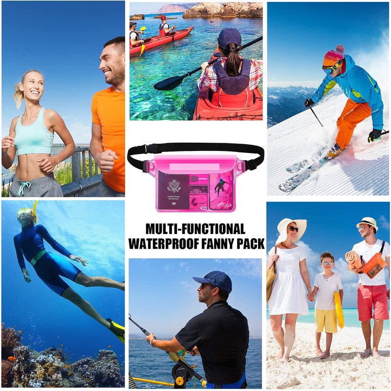 AiRunTech Waterproof Phone Pouch, Cruise Essentials 2-Piece Set, Beach Vacation Kayak Boating Cruise Accessories Must Haves, Waterproof Bag for Travel with Phone Lanyard (1 Phone case + 1 Fanny Pack)