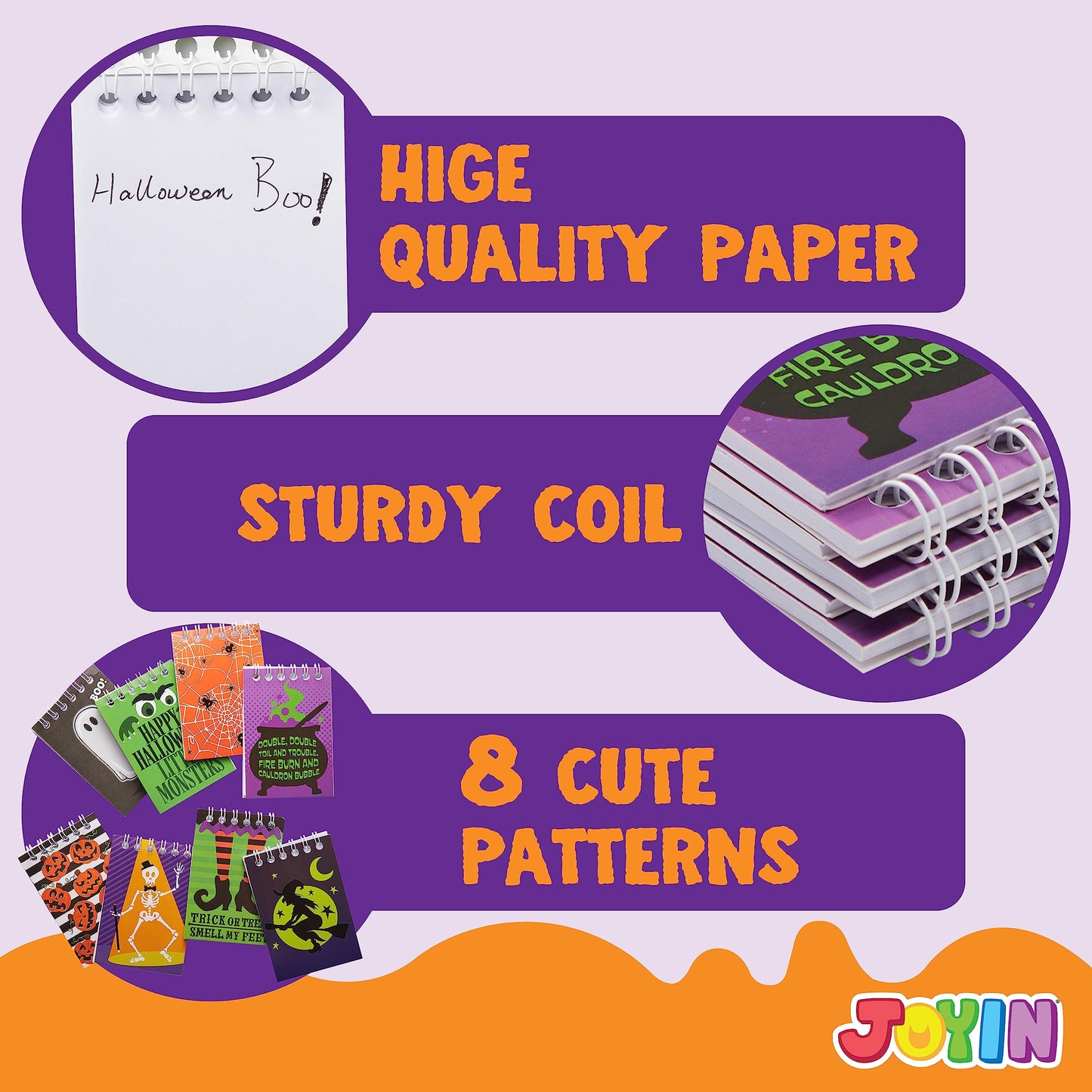 JOYIN 48 PCS Halloween Spooky Notepad Set in 8 Designs, Halloween Note Pads for Kids Trick or Treating, Stationery Prizes and Treats, Goodies Bags Fillers, School Classroom Party Favors Supplies Gifts