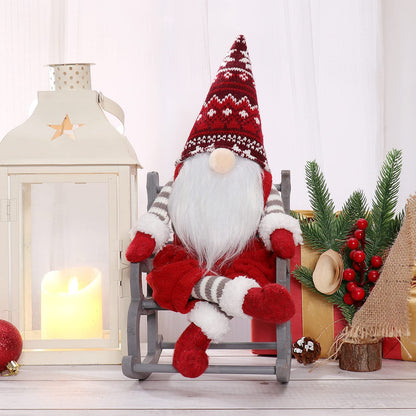 QLEKEY Christmas Gnome Plush with Rocking Chair Handmade Swedish Santa Decor Tomte Decoration Scandinavian Ornaments for Home,Table,Shelf