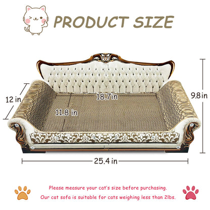 INRLKIT Luxury Cardboard Cat Scratcher Sofa Bed, Couch Shaped Scratching Board, Scratch Lounge with Catnip, Scratcher for Indoor Cats Large Grey