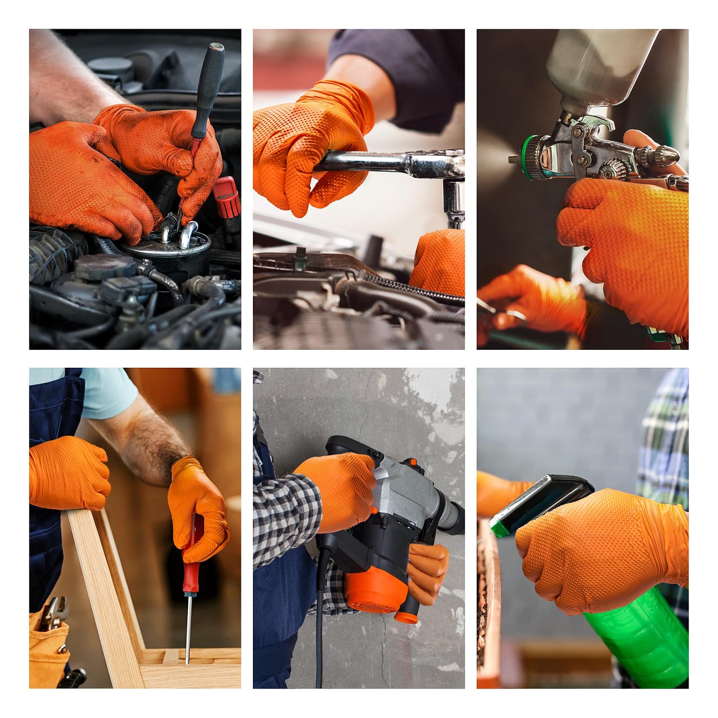 ANBOSON 10mil Disposable-Nitrile Chemical-Resistant Rubber-Gloves for Men - Mechanics Gloves Heavy Duty, Latex Free, Automotive (Orange 4 Boxes of 30, Large), ABC-DG01