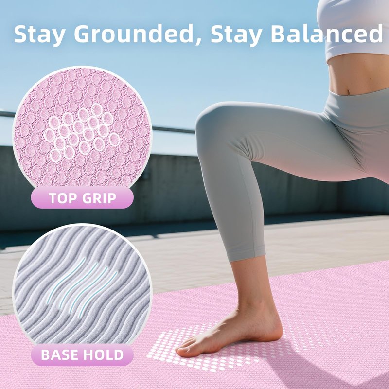 GymCope Extra Large Yoga Mat – 72"x35", Non-Slip TPE Exercise Mat for Women & Men, 1/4" Thickness Pilates Mat for Home Gym, Yoga & Barefoot Workouts, with Towel, Straps