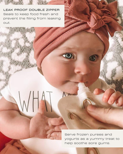 Hippypotamus Reusable Baby Food Pouches for Toddlers - BPA Free Food Grade - Dishwasher & Freezer Safe - Baby Food Containers - Refillable Squeeze Pouch for Applesauce & Yogurt - 12 Pack (Rainbows)