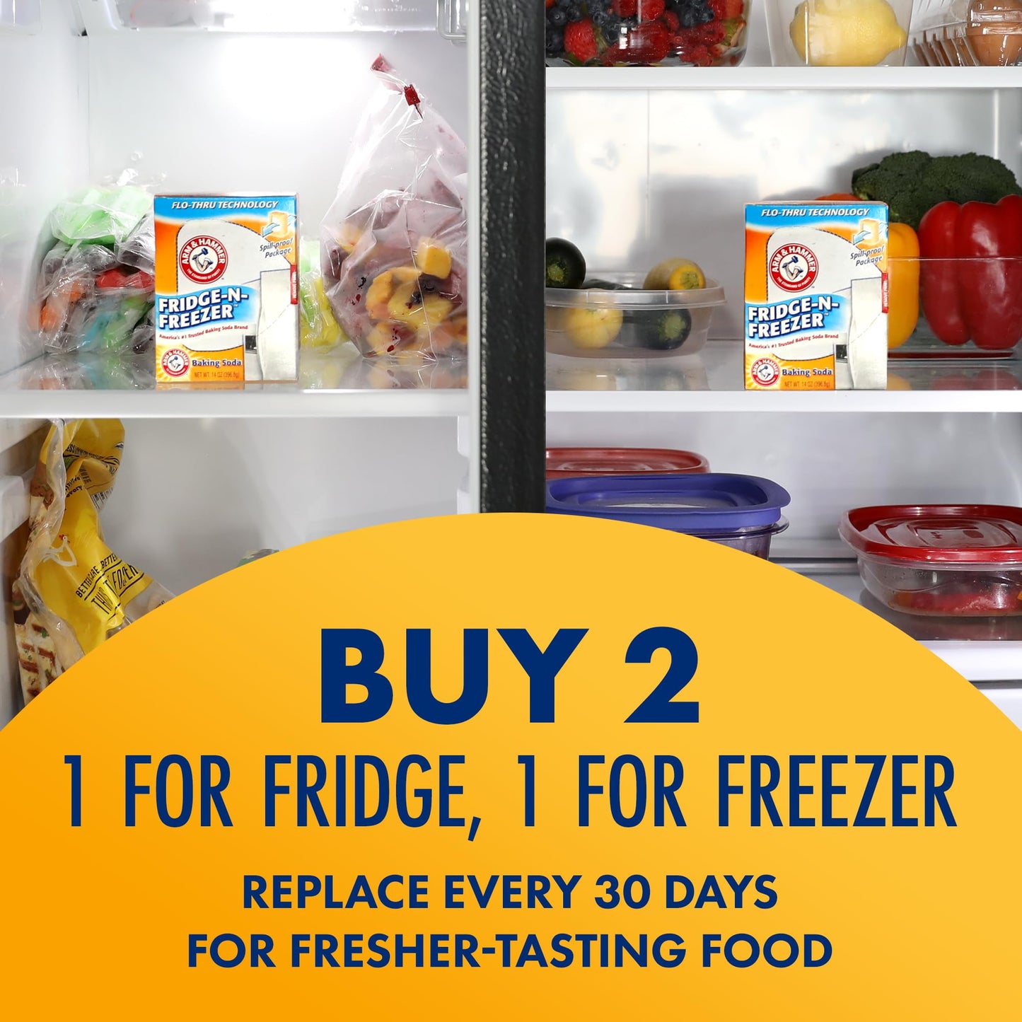 Arm & Hammer Baking Soda Fridge-n-Freezer Odor Absorber, Orange 14 oz, Pack of 12