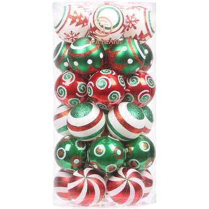 Sea Team 60mm/2.36" Set of Colorful Painted Sparkling Ornaments and Hanging Baubles for Christmas Tree - 30 Pieces