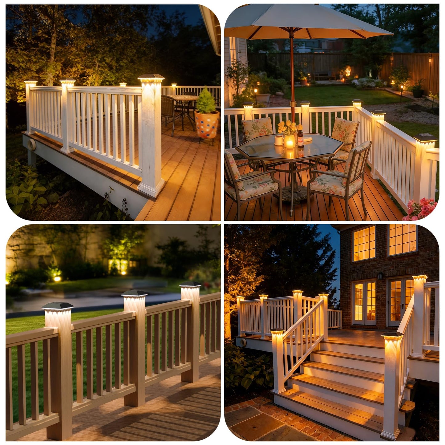 Mlambert 4 Pack Solar Post Cap Lights Outdoor - 3 Lighting Modes Waterproof LED Solar Post Lights Fit 3.5×3.5 Wood/4×4 Vinyl Fence Deck Posts, Black