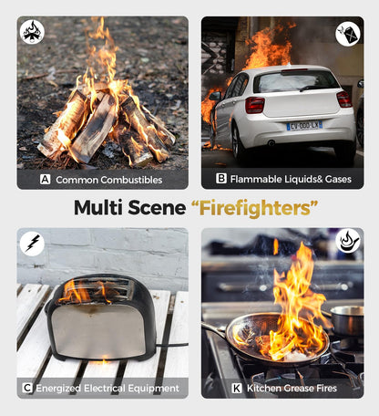 AmzBoom Fire Extinguisher 2-Pack with Mounting Bracket for Home, Kitchen, Car, Grill - Portable Small A, B, C, K Fire Extinguisher - 8-in-1 - Prevents Reignition.