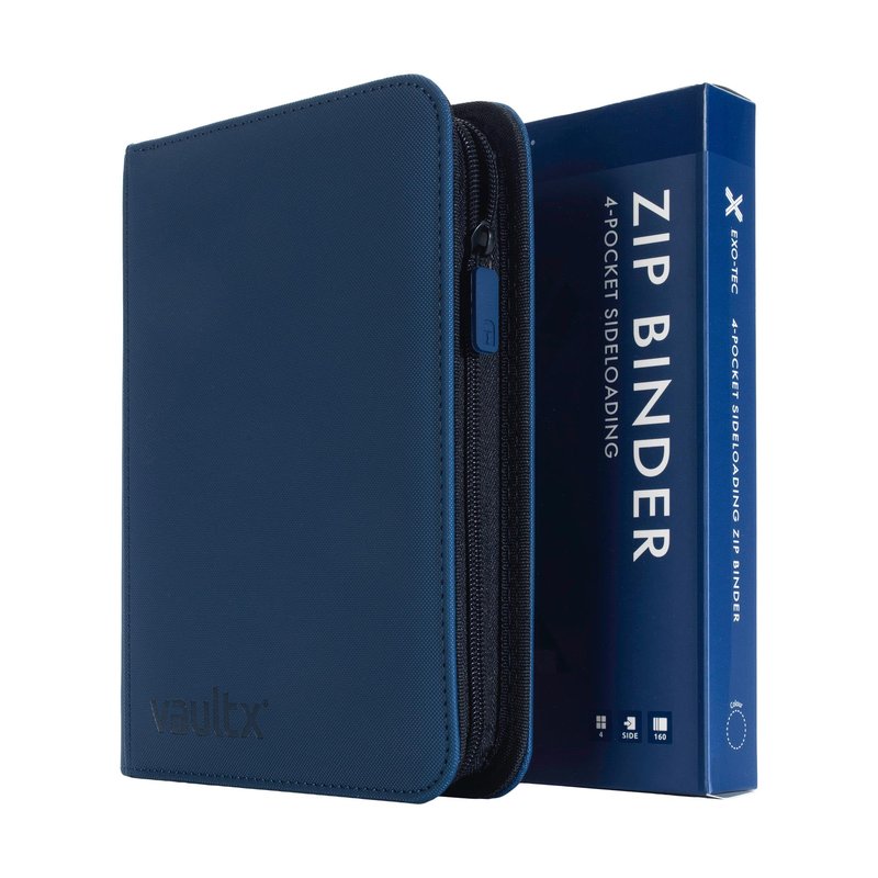 Vault X 4 Pocket Zip Binder, 160 Cards, Exo-Tec Material, 20 Side-Loading Pages (Blue)