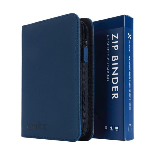 Vault X 4 Pocket Zip Binder, 160 Cards, Exo-Tec Material, 20 Side-Loading Pages (Blue)
