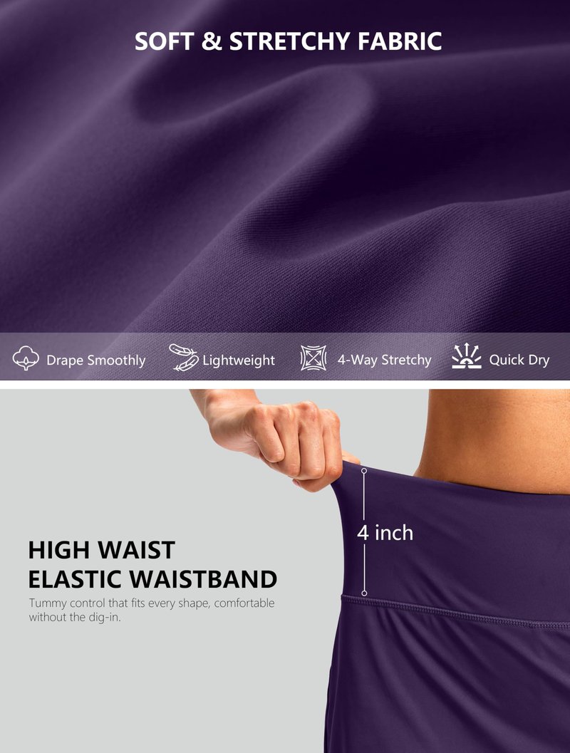 G Gradual 16"/18" Skorts for Woman Golf Skirt with 2 Pockets Stretchy High Waisted Built-in Shorts for Tennis Summer Casual, 16 Inch, Deep Purple, Small
