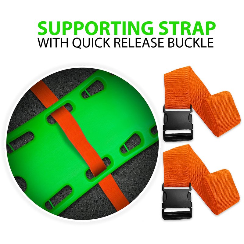 SURGICAL ONLINE First Responder EMT Backboard Spine Board Rescue Stretcher Immobilization with Head Bed and Spider Straps - Gift EMT Trauma Bag (Green)