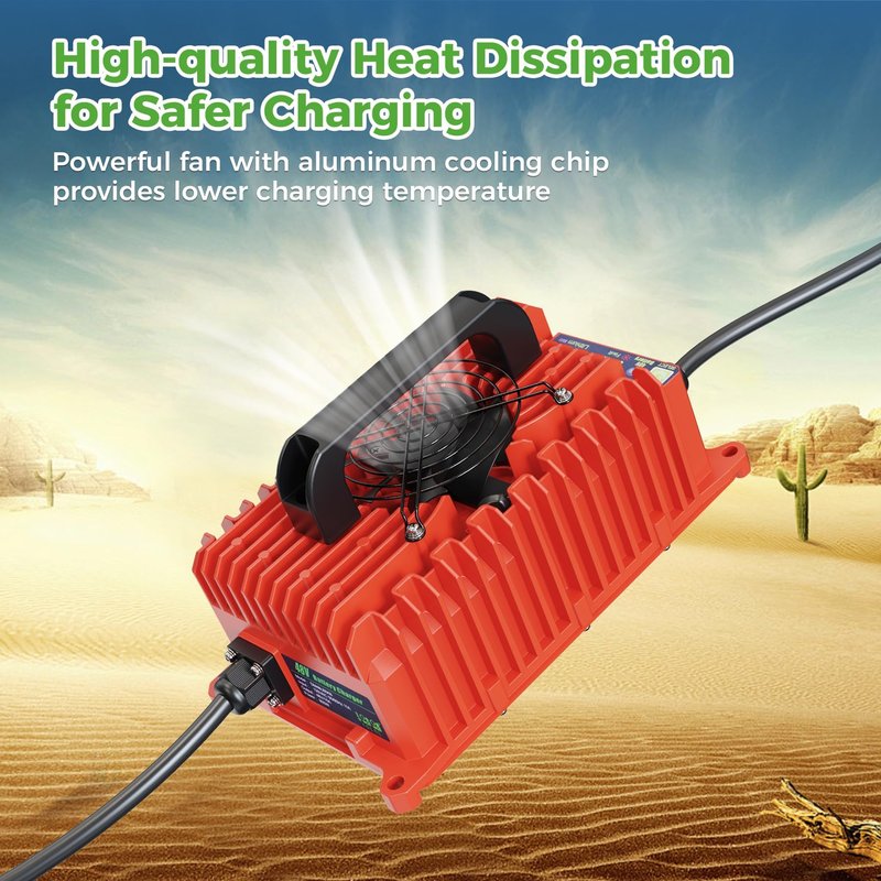 10L0L Smart Golf Cart Battery Charger for EZGO TXT & RXV 1994-up, 15 AMP 48 Volt Golf Cart Charger with 3-pin Triangular Plug Fits Lead-Acid and Lithium Battery