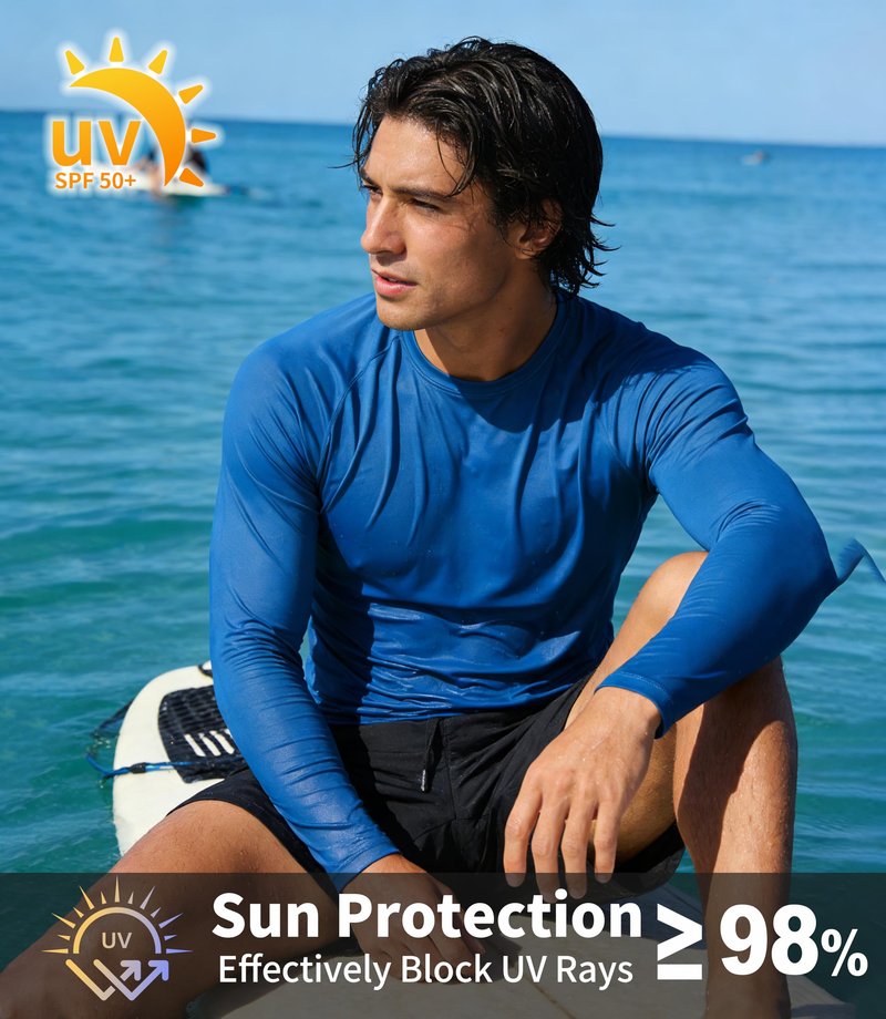 Long Sleeve Fishing Shirts for Men Sun Protection Rash Guard Shirts SPF UV Rashguard UPF 50+ Swim Shirt Running Workout Sunshirt 5 Pack