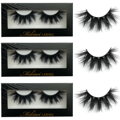 Mink Lashes Mikiwi Eyelashes, 5D Super Fluffy Long Dramatic Eyelashes, Thick HandMade Full Strip Lashes, Cruelty-Free Lash 20-22MM